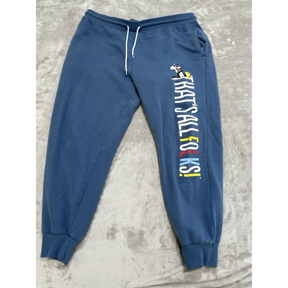 Looney Tunes‎ Sweatpants Mens Size 3XL XXL Blue "That's All Folks" Sylvester